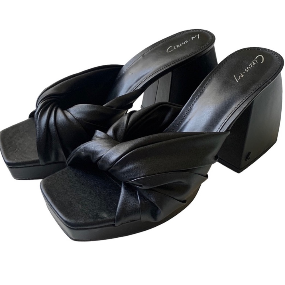 Circus NY Marianna Block Heel Black Sandals US  7